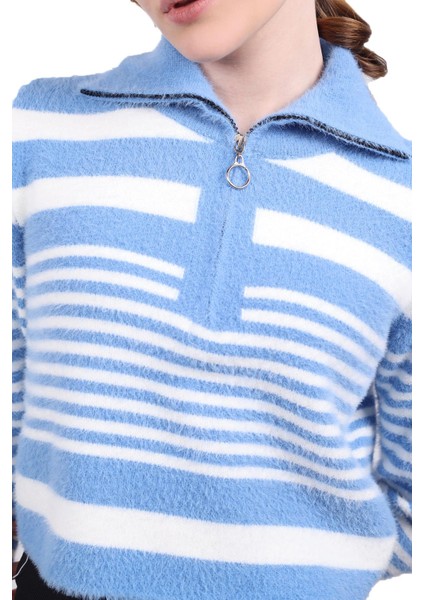 6619 Fermuar Detay Yumoş Kazak Bebe Mavi fırsatları