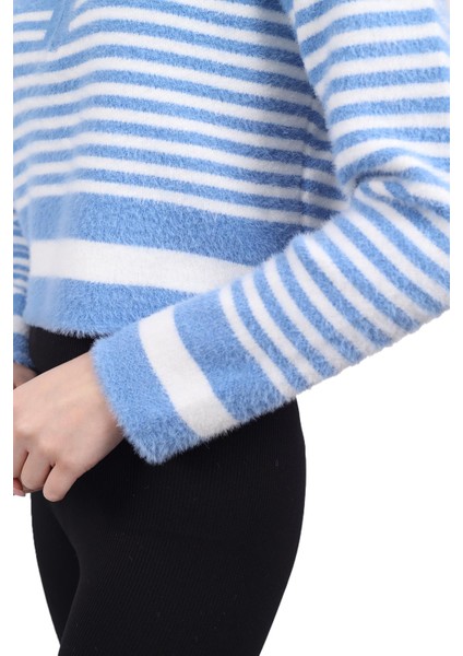 6619 Fermuar Detay Yumoş Kazak Bebe Mavi indirimleri