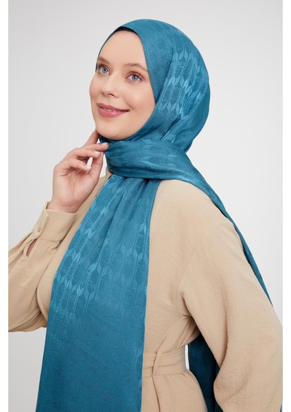 Su Yeşili Geometrik Desen Jakarlı Janjan Şal modelleri