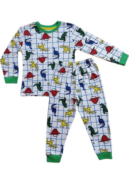 *elmp Dinazor Desen %100 Pamuk Erkek Çocuk Pijama Takımı 1-9 Yaş 3005