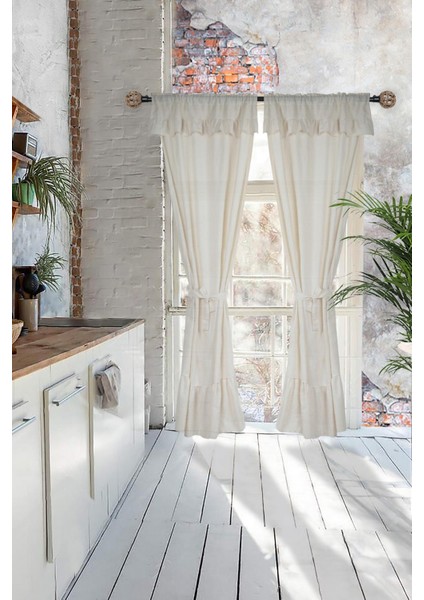 Naturel Fırfırlı Perde Farbalı Vintage Çift Kanat Krem fiyatları