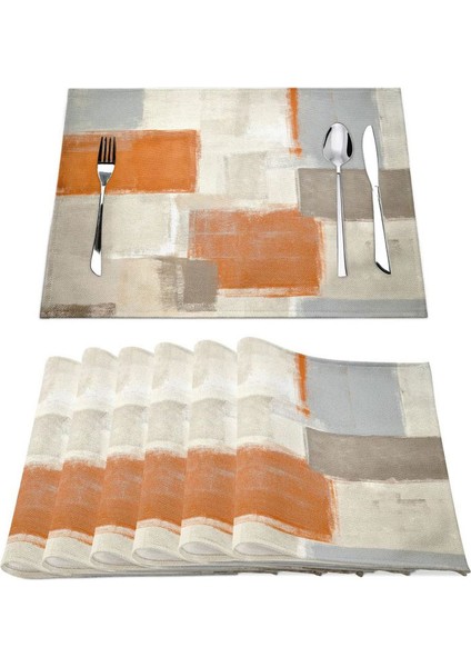 Modern Sanat Yemek Masası Placemats 6 Set Turuncu Soyut Resim Placemats (Yurt Dışından)