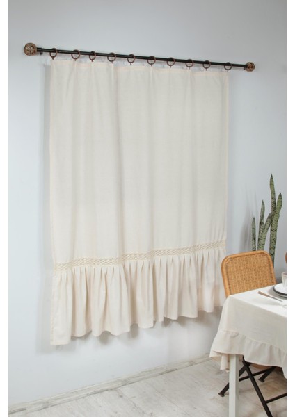 Naturel Fırfırlı Dantelli Perde Vintage fırsatları