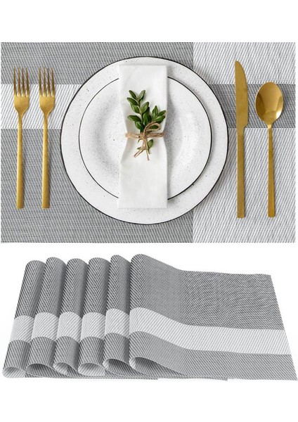 6 Adet Pvc Masaüstü Serisi Iç/dış Mekan Dokuma Yuvarlak Placemats Seti, 13.75 Inç (Yurt Dışından)