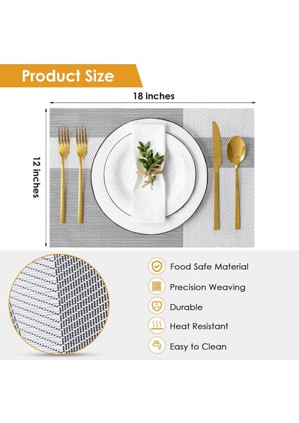 6 Adet Pvc Masaüstü Serisi Iç/dış Mekan Dokuma Yuvarlak Placemats Seti, 13.75 Inç (Yurt Dışından)
