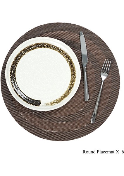 6 Adet Pvc Masaüstü Serisi Iç/dış Mekan Dokuma Yuvarlak Placemats Seti, 13.75 Inç (Yurt Dışından)