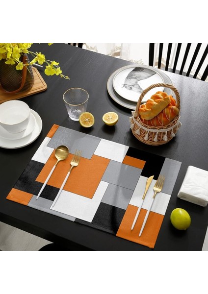 Modern Sanat Yemek Masası Placemats 6 Set Turuncu Soyut Resim Placemats (Yurt Dışından)