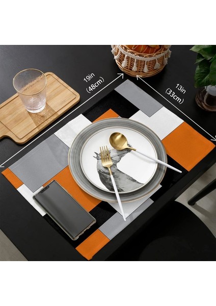 Modern Sanat Yemek Masası Placemats 6 Set Turuncu Soyut Resim Placemats (Yurt Dışından)