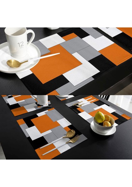 Modern Sanat Yemek Masası Placemats 6 Set Turuncu Soyut Resim Placemats (Yurt Dışından)