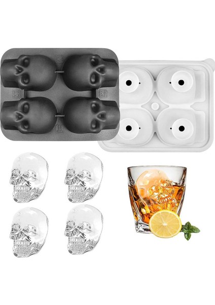 Kafatası Buz Kalıbı, 3D Büyük Kafatası Buz Tepsisi, Dondurucu Silikon Buz Tepsisi (Yurt Dışından)