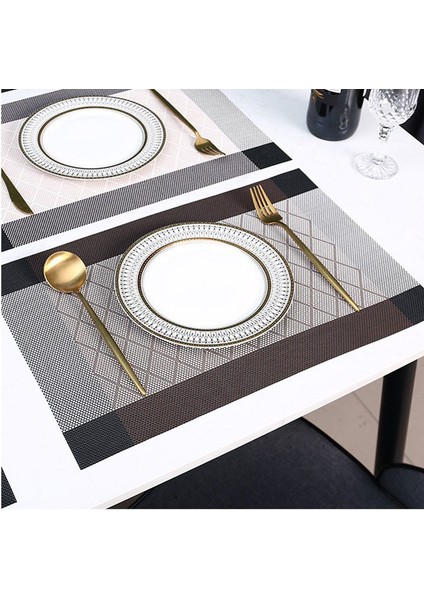 Vinil Plastik Placemats 6'lı Set Yıkanabilir Isıya Dayanıklı Kaymaz Zarif Dayanıklı Mutfak Yemek Pvc Dokuma Masa Placemats (Yurt Dışından)