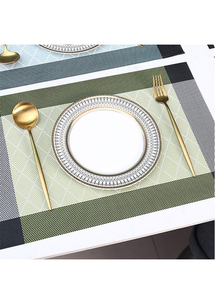 Vinil Plastik Placemats 6'lı Set Yıkanabilir Isıya Dayanıklı Kaymaz Zarif Dayanıklı Mutfak Yemek Pvc Dokuma Masa Placemats (Yurt Dışından)