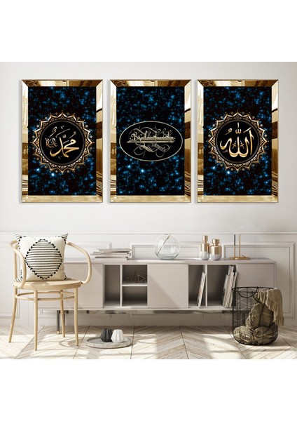 Hz Muhammed ve Allah Lafzı Dini Gold Pleksili Mdf Tablo fiyatları