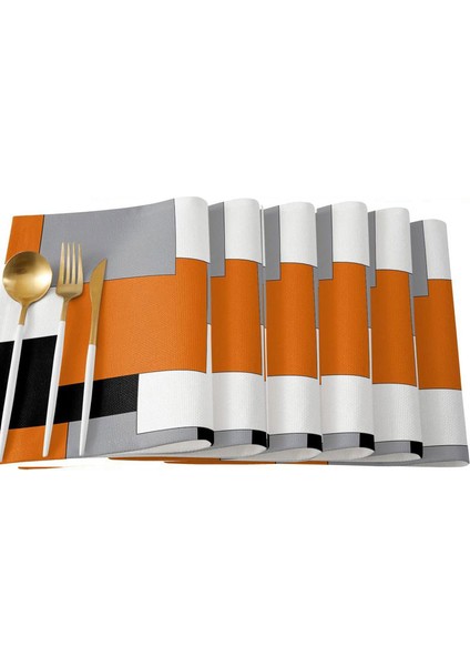 Modern Sanat Yemek Masası Placemats 6 Set Turuncu Soyut Resim Placemats (Yurt Dışından)