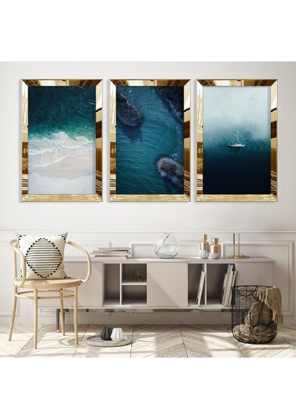 Mavi Renk Gold Pleksili Mdf Tablo fiyatları