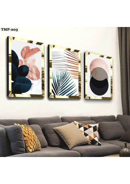 Kolaj Çizim Gold Pleksili Mdf Tablo