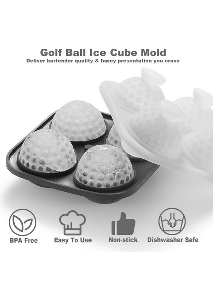 3D Golf Buz Küpü Tepsisi, Hunili Büyük Golf Silikon Eğlenceli Şekilli Viski Buz Kalıbı, Kokteyl, Burbon, Brendi Tutabilir (Yurt Dışından)