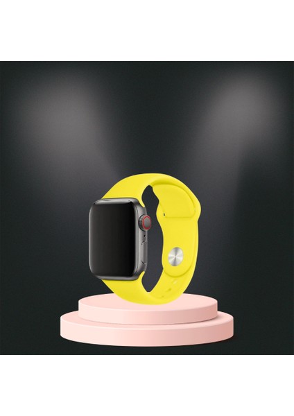 Apple Watch  Ultra Silikon Kordon 42-44-45-49 Mm/l Uyumlu Sarı