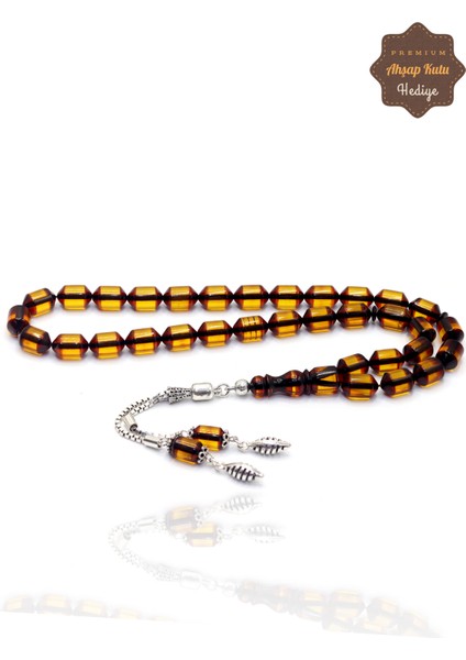 Turuncu Sürmeli Kapsül Kesim Gümüş Püsküllü Ateş Kehribar Tesbih 201023516