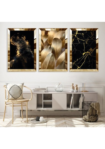 Siyah Renk Gold Pleksili Mdf Tablo fiyatları