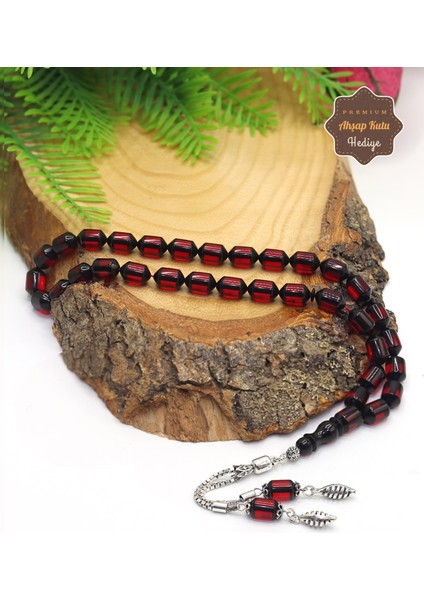 Kırmızı Sürmeli Kapsül Kesim Gümüş Püsküllü Ateş Kehribar Tesbih 201023515 modelleri