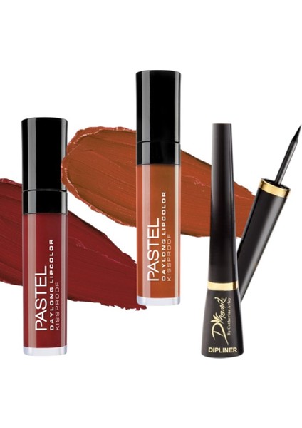 Daylong Lipcolor Kissproof - Likit Mat Ruj 36 ve 38 + Catherine Arley Dipliner Siyah