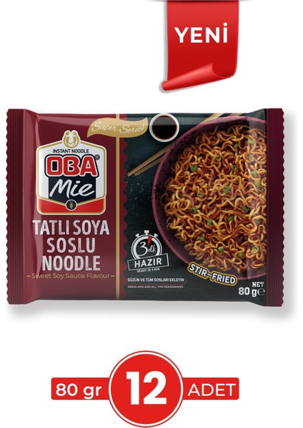 Tatlı Soya Soslu Noodle 80 gr 12'li Paket