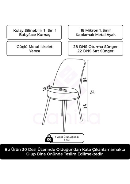 Pefa Serisi 1 Adet Cappucino Mutfak Sandalyesi Krom Kaplama Metal Ayak  Babyface Kumaş