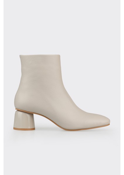 Gri Deri Kadın Klasik Bot