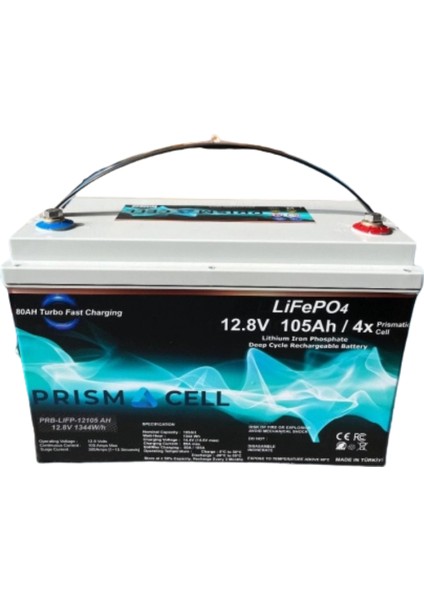 Lifepo4 Akü 105A 105 Amper 12.8 Volt Lityum Marin, Karavan, 12V 100A Solar Akü Batarya