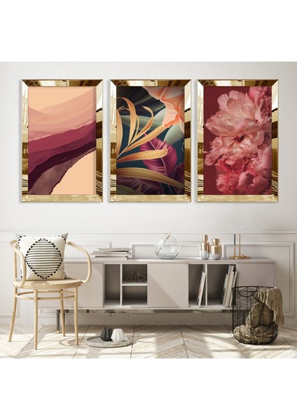 Renkli Çiçek Gold Pleksili Mdf Tablo fiyatları