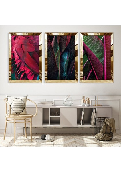 Kırmızı Bitki Gold Pleksili Mdf Tablo fiyatları