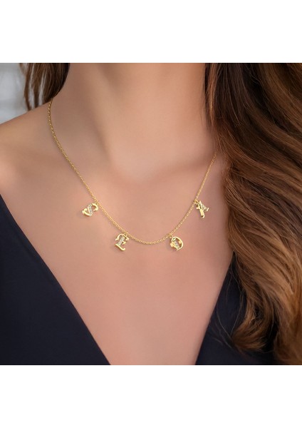 Kişiye Özel Dört Harfli İsim Altın Kaplama Gümüş Kolye