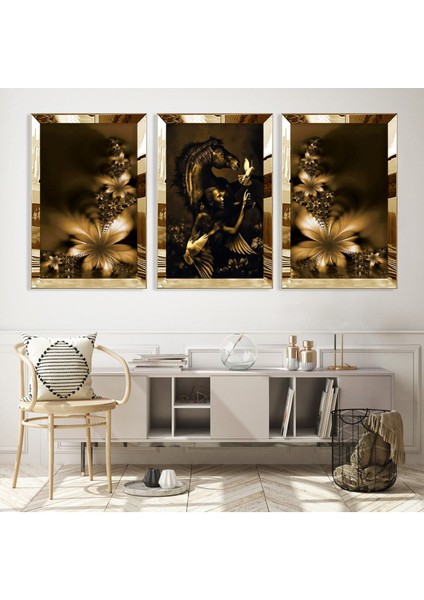 Çiçek Gold Pleksili Mdf Tablo fiyatları