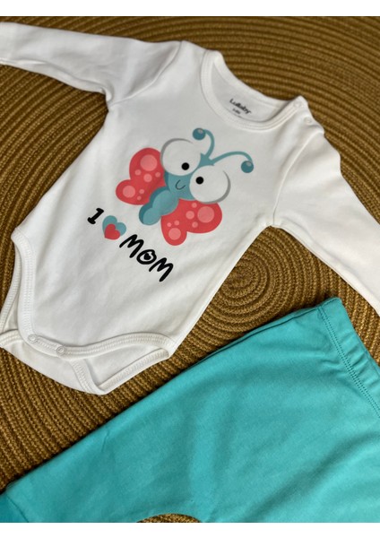 Lullaby Kelebek Baskılı Önden Çıtçıtlı Kruvaze Kız Bebek Takım modelleri