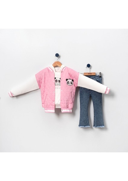 Necix's Cool Panda Kolej Kot Pantolonlu Kız Takım Pembe 233271