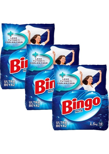 Ultra Beyaz Toz Çamaşır Deterjanı 1,5 kg x 3 Adet