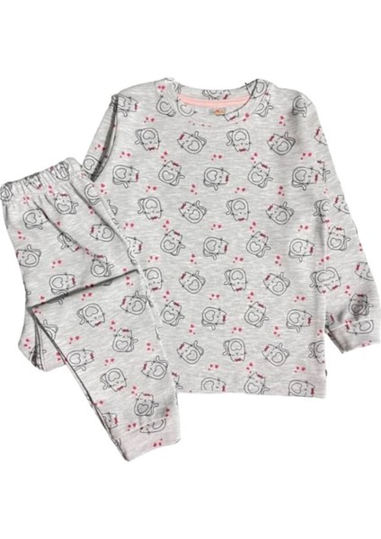 *elmp Gri Kedicikli %100 Pamuk Kız Çocuk Pijama Takımı 1-9 Yaş 4037 fiyatları