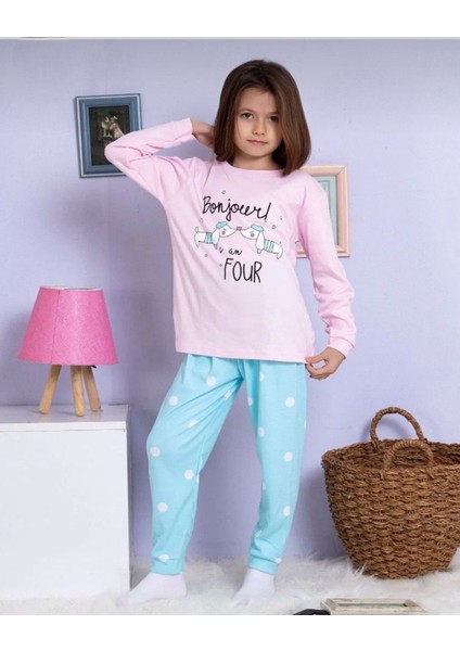 Elmp Bonjour Four Köpüşlü %100 Pamuk Kız Çocuk Pijama Takımı 1-9 Yaş 4012
