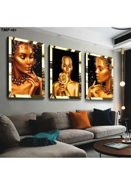 Altın Kız Gümüş Pleksili Mdf Saat ve Tablo