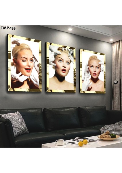 Kadın Kuaför Gold Pleksili Mdf Tablo