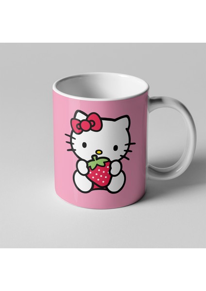 Hello Kitty Çilekli Kupa Seramik Kahve Mug