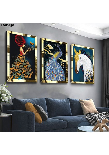 Hayvan Figürlü Gümüş Pleksili Mdf Tablo