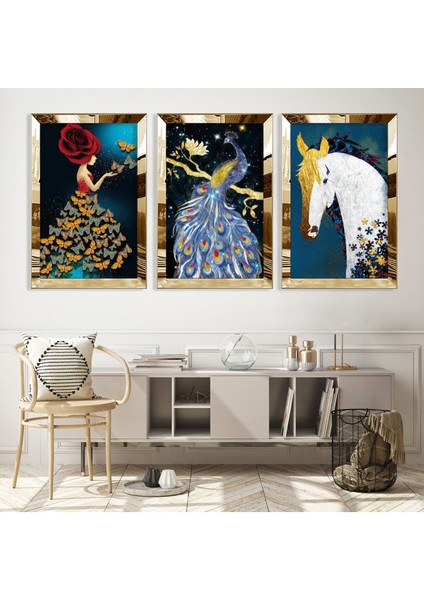 Hayvan Figürlü Gümüş Pleksili Mdf Tablo fiyatları