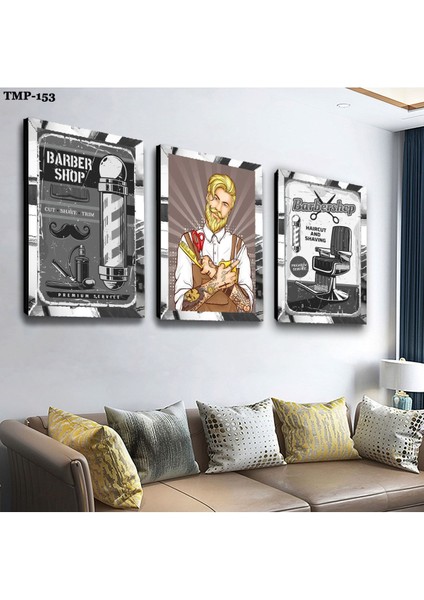 Erkek Berberi Gümüş Pleksili Mdf Tablo