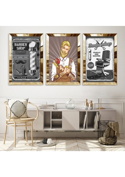 Erkek Berberi Gümüş Pleksili Mdf Tablo modelleri