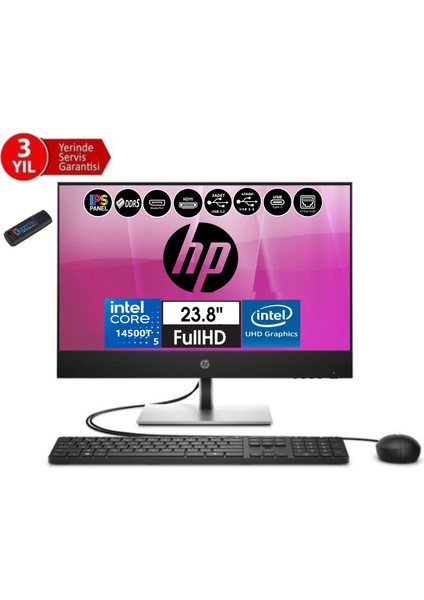 Proone 440 G9 14.nesil Intel® Core I5 14500T 64GB Ddr5 256GB SSD Fhd 23.8" IPS WINDOWS11PRO All In One Bilgisayar 99H6X3ETW16+ZETTAUSBBELLEK