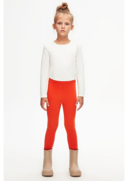 Turuncu Basic Kız Çocuk Yazlık Tayt