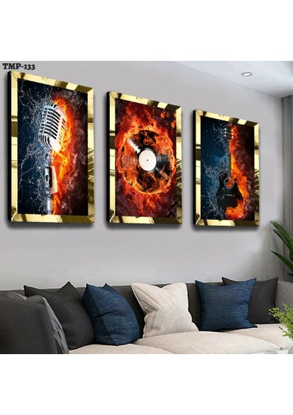 Alevli Müzik Gold Pleksili Mdf Tablo