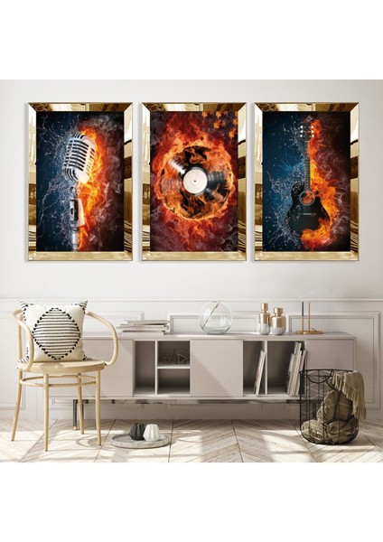 Alevli Müzik Gold Pleksili Mdf Tablo fiyatları